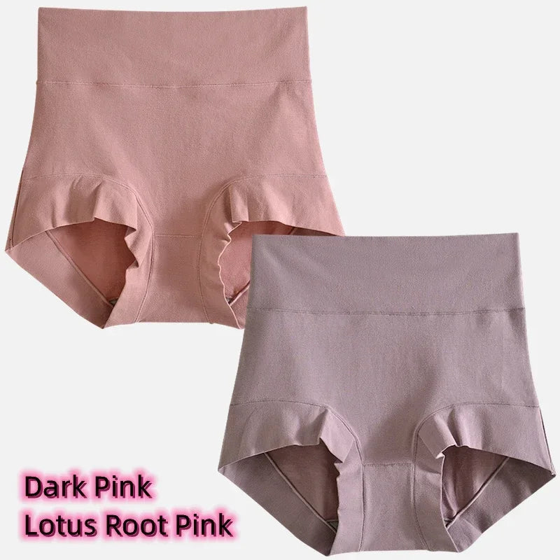 2pcs Women Cotton Panties High-Rise Tighten Abdomen Underwear Comfortable short Briefs