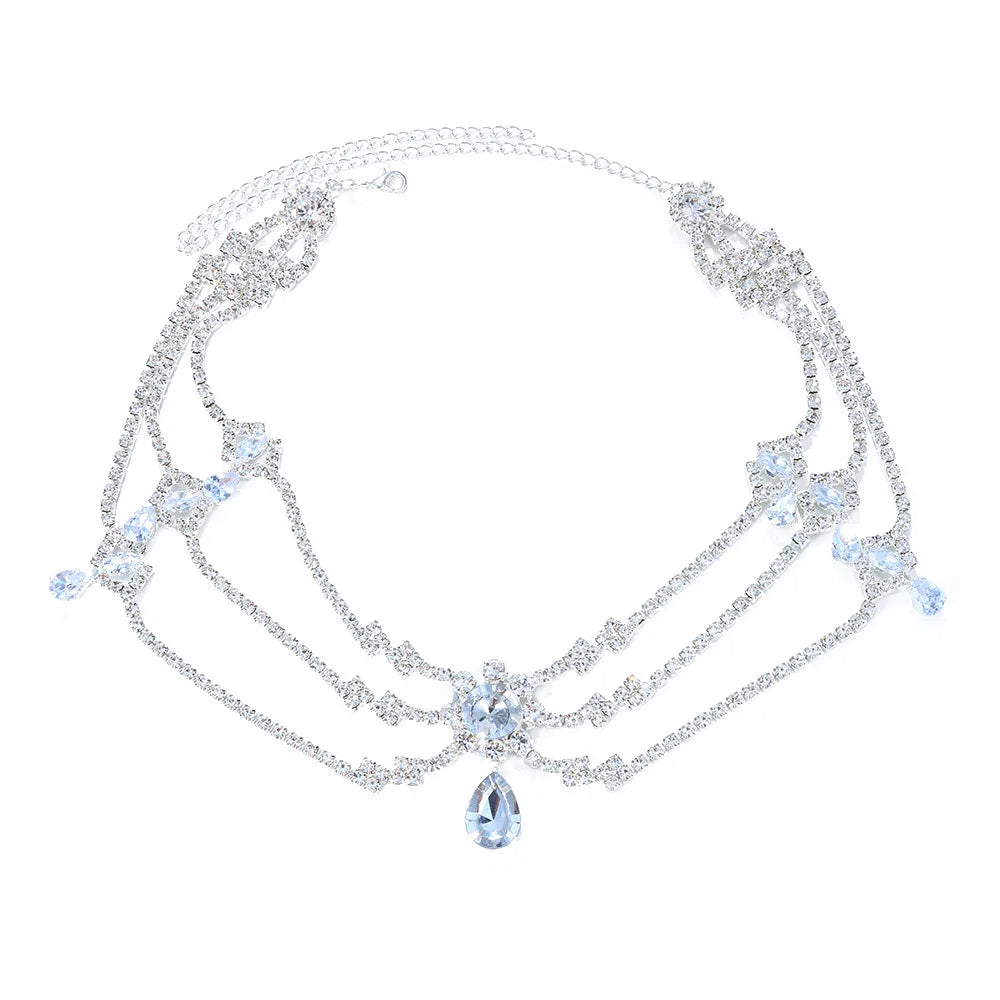 Vintage Rhinestone Head Chain Forehead Headband Indian African Bohemian Hair Accessories Crystal Fringe Tiara Headdress