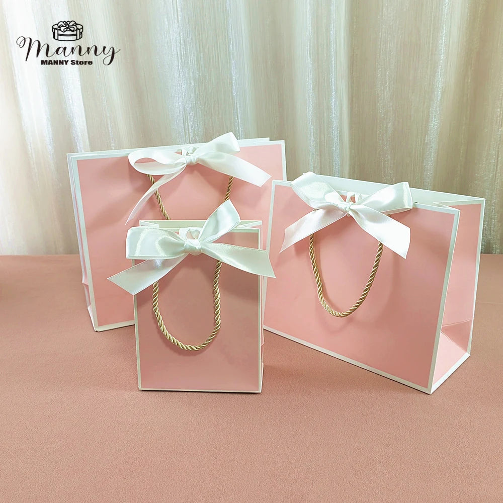 10 Pcs Custom Logo Gift Bag Packaging Box For Small Businesses Valentines Day Paper Bag Favors Boxes Wedding Birthday Flower