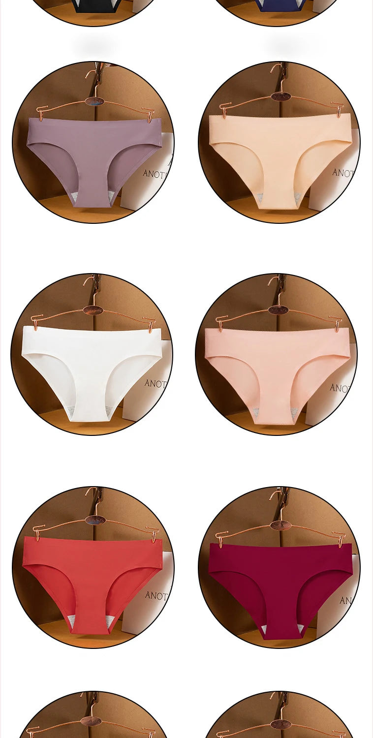 10PCS/Set Seamless women's Comfortable Underwear Silk Satin Breathable
