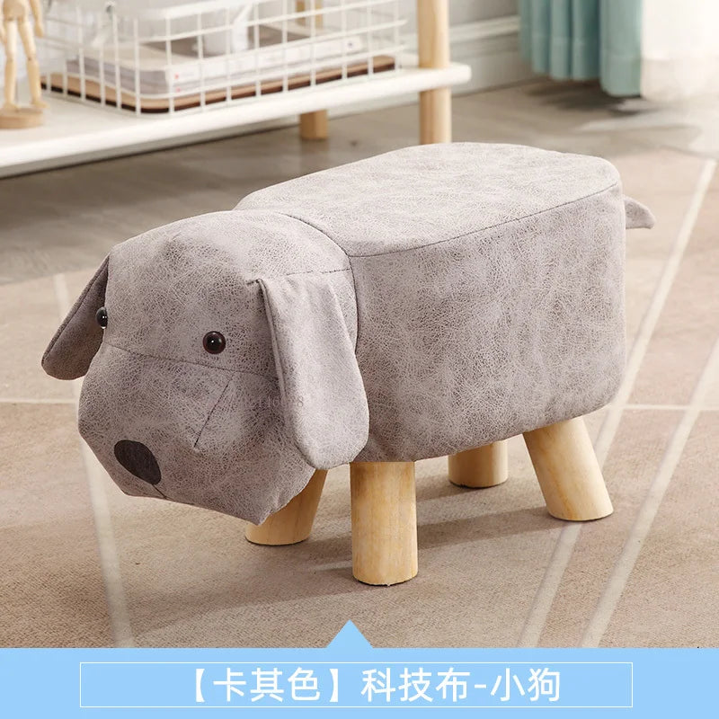Real Wood Low Stools Creative Animal Elephant Cartoon Family Change Shoe taburete Small Stool ottomans Lovely pouf