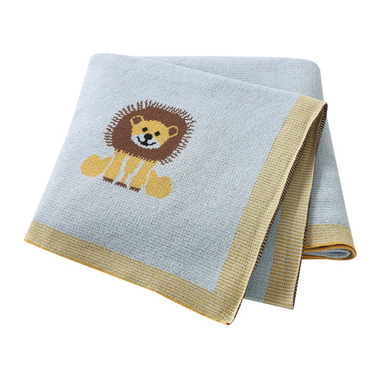 Infant Baby Blankets Cotton Knitted Newborn Girls Boy Bedding Quilt Cute Lions 100*80CM Stroller Swaddling Super Soft Sleep