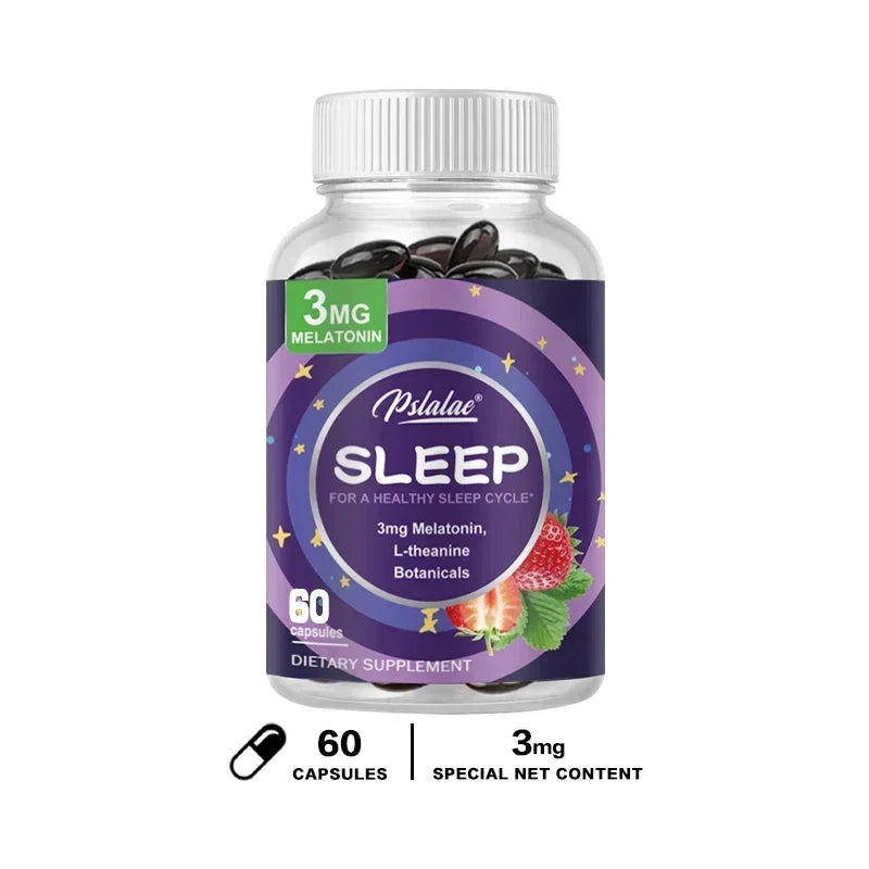 With 3 Mg Melatonin & L-Theanine Capsules, Sleep Support Helps Calm Mind and Body for Better, Longer Sleep 120 Capsules