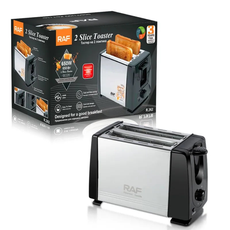 Toaster,2 Slice ,650W,Double-Sided Baking,Breakfast Toaster for Bread/Buns/Toast,Home Use 220V Europlug,Breakfast Machine