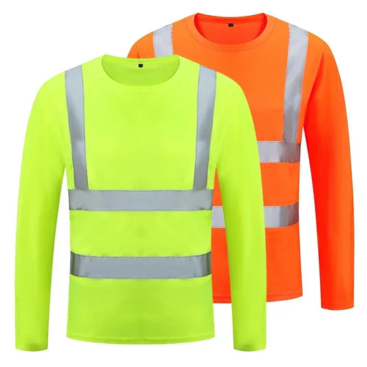 Fluorescent High Visibility T-Shirts Men Reflective Work Safety Shirts