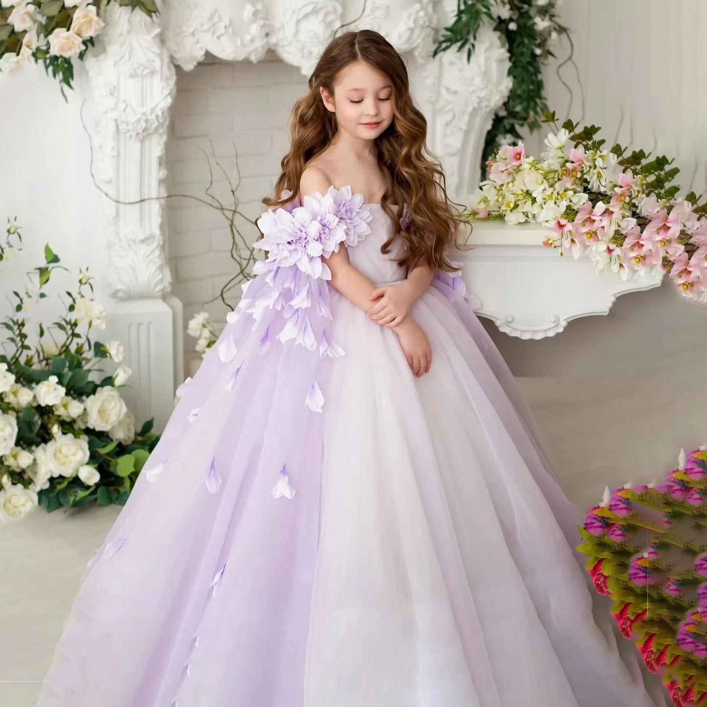 Princess Flower Wedding Party Dress For Girls