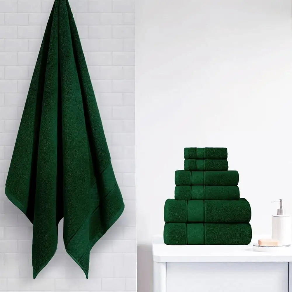 Luxury 6 Piece Turkish Cotton Bath Towel Set Soft Absorbent Quick Dry
