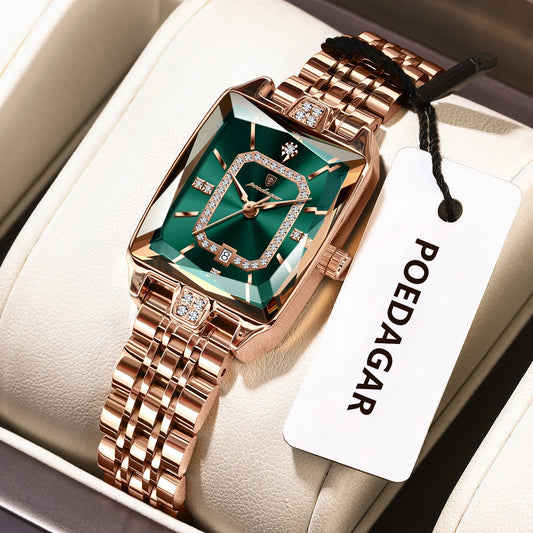 POEDAGAR Luxury Woman Watch Waterproof Wristwatch Stainless Steel Quartz
