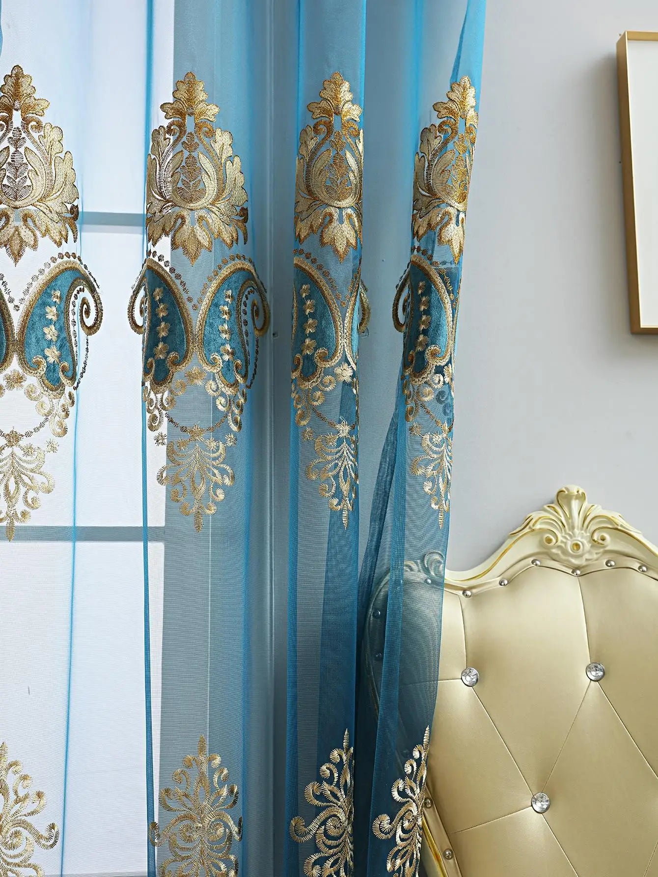 Modern European High Luxury Embroidered Bedroom and Living Room Screen Curtain 1PC