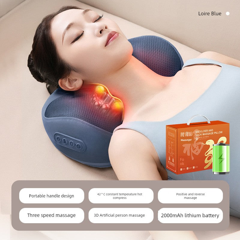 Cervical Spine Massage Instrument Waist and Back Massager Multifunctional For Shoulder and Neck Kneading Massage Pillow Cushion
