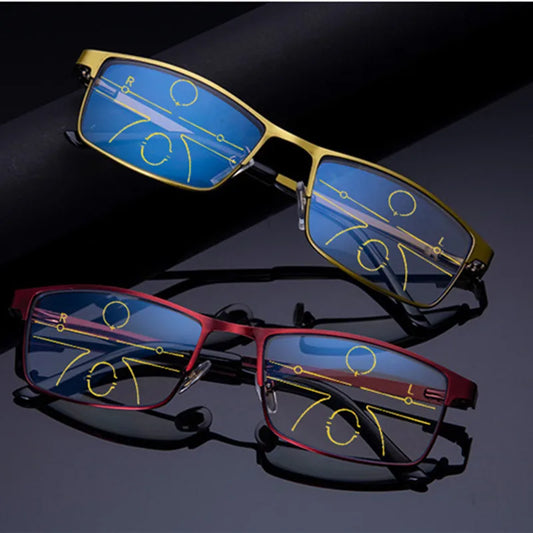 Progressive Multi-focus Reading Glasses for Men Women Anti-blue Light Near Far Reading Glasses Anti-radiation Metal Gafas