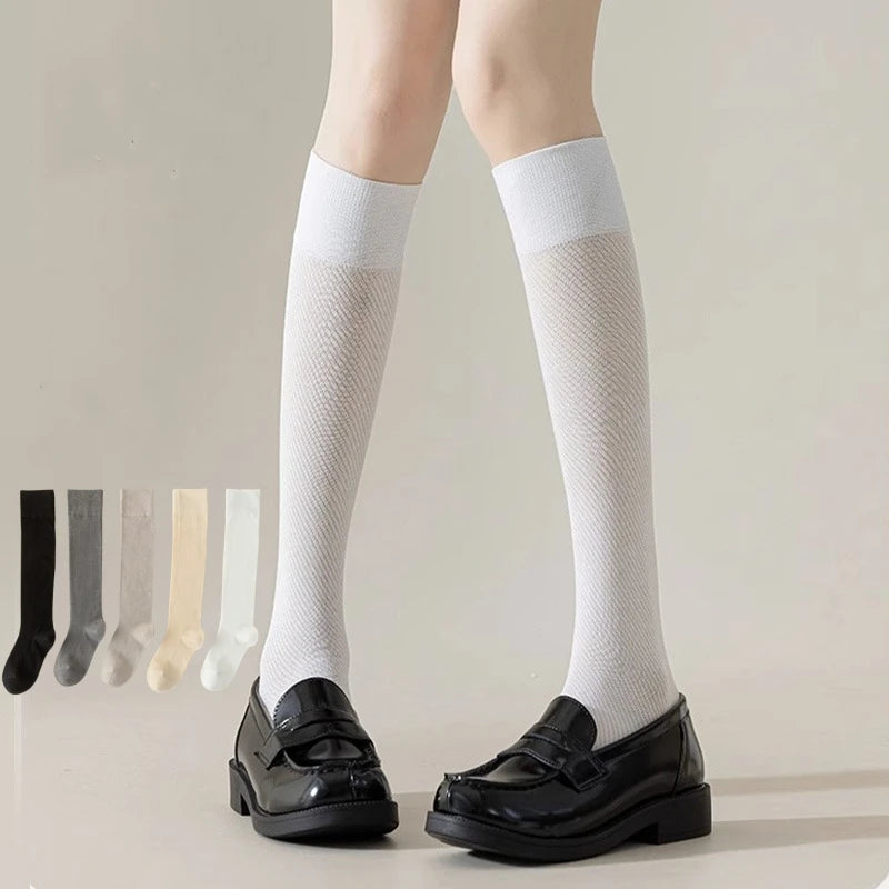 1 Pair High-quality Women's Long Tube Summer Cool Mid Calf Socks