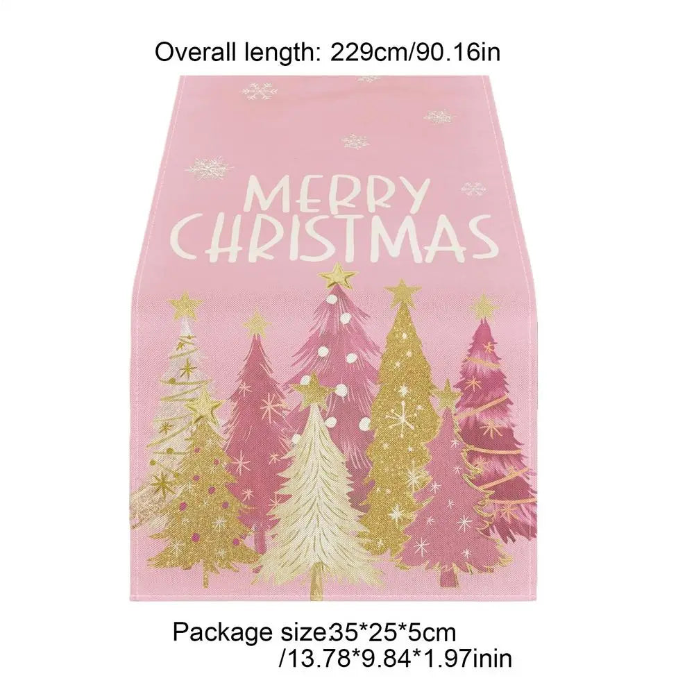 Christmas Table Cover Runner Holiday Tablecloth Linen Rectangular Farmhouse