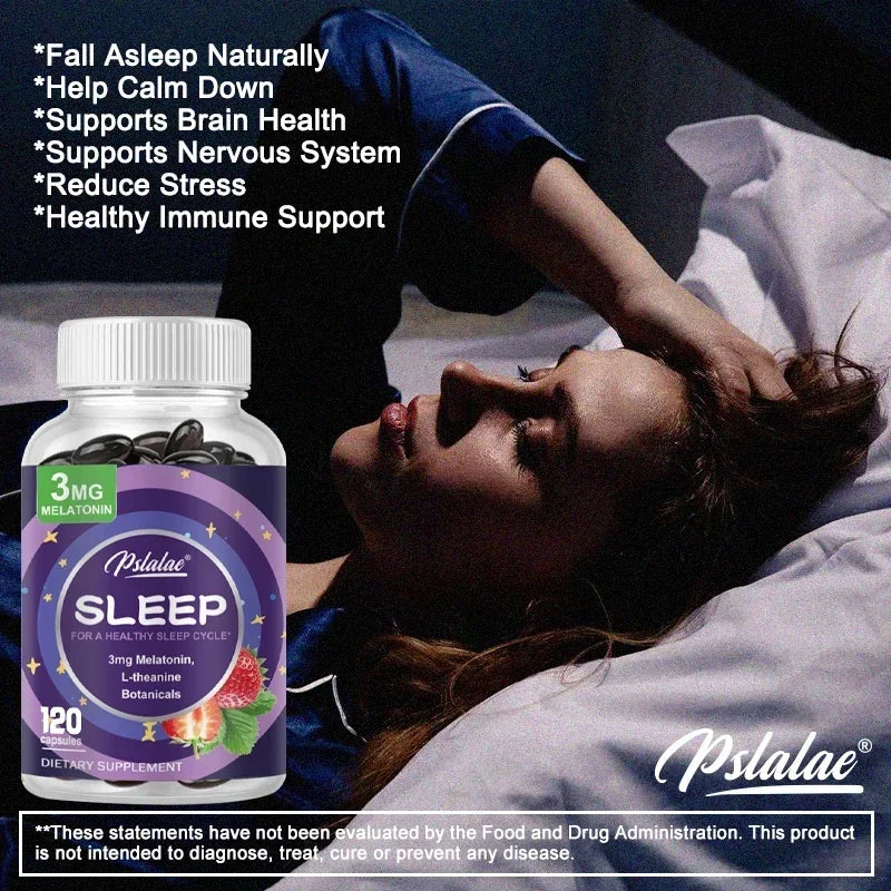 With 3 Mg Melatonin & L-Theanine Capsules, Sleep Support Helps Calm Mind and Body for Better, Longer Sleep 120 Capsules