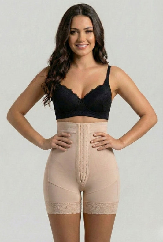 Mid Thigh Hook & Eye High Waist Short