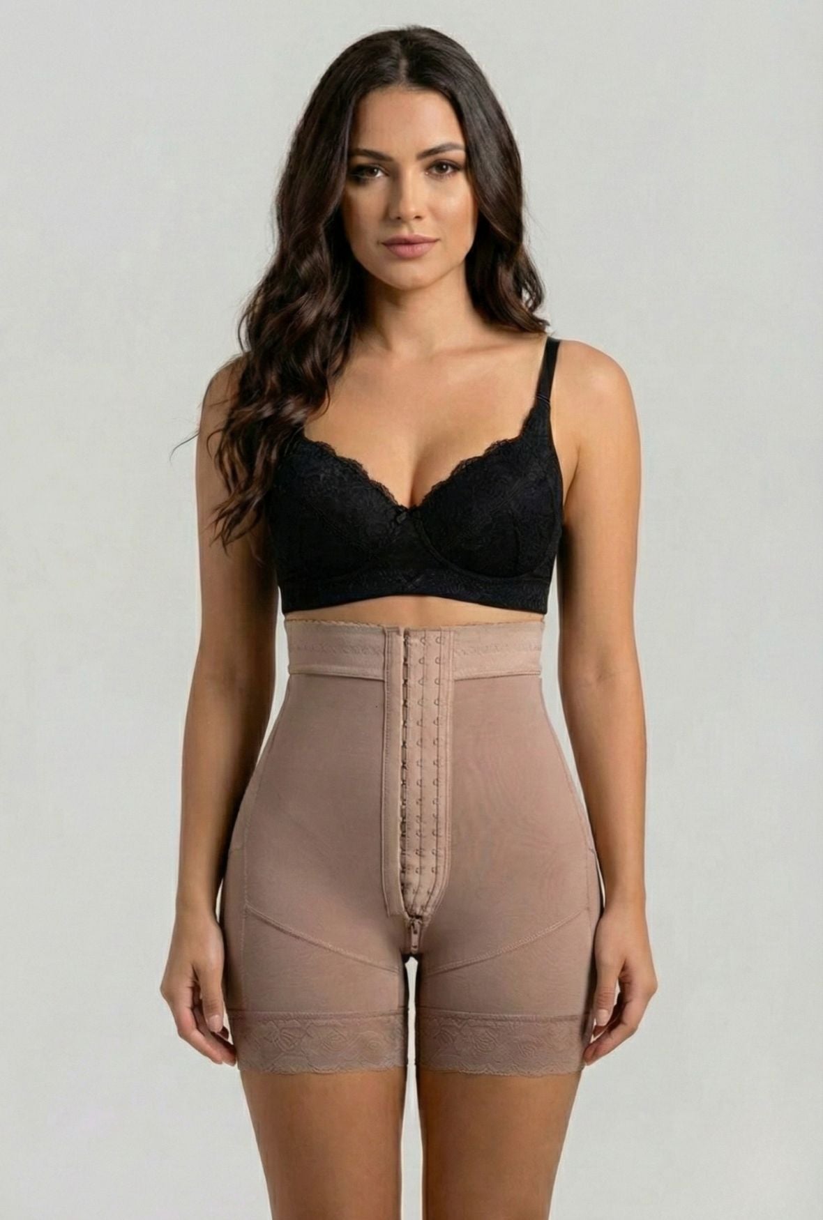 Mid Thigh Hook & Eye High Waist Short