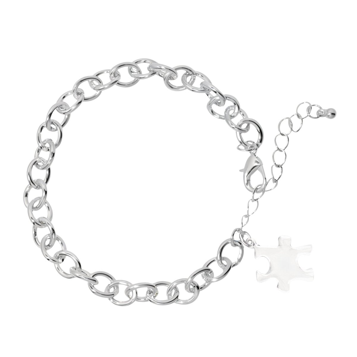 Silver Autism Puzzle Piece Charm Bracelets