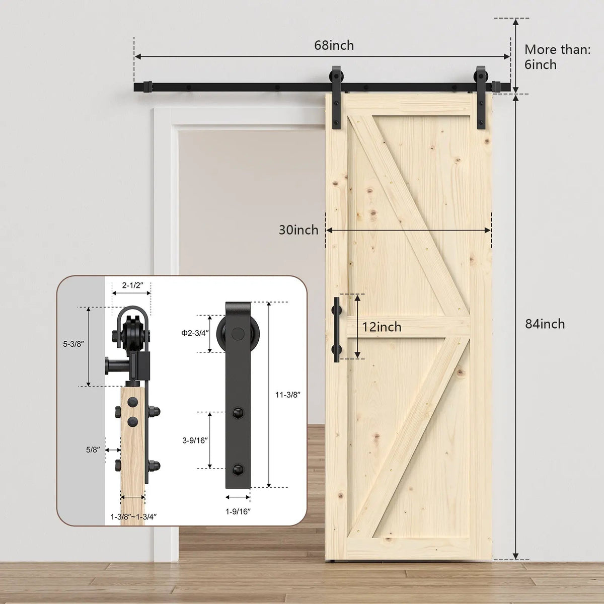 Solid Pine Barn Doors with Track Kit
