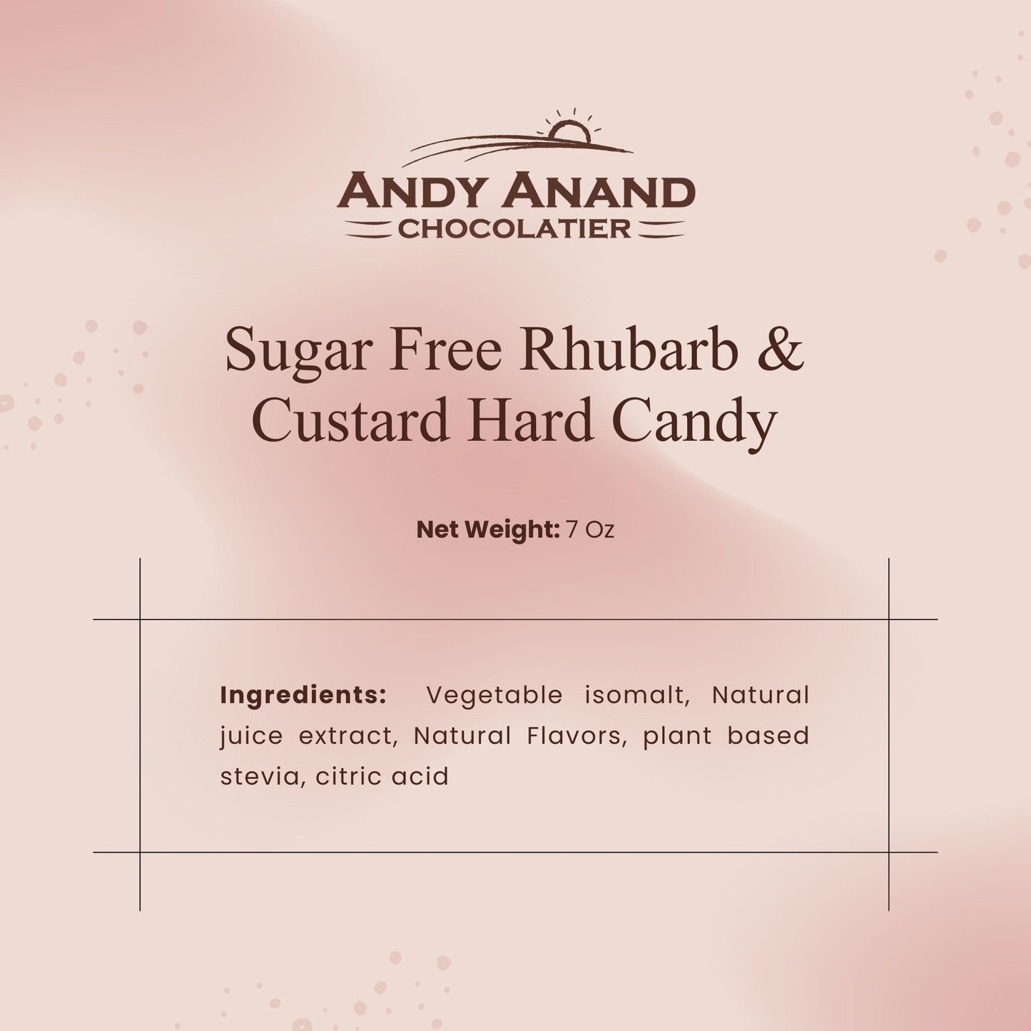 Andy Anand Sugar Free Rhubarb & Custard Hard Candy – Copper Kettle Boiled, Aspartame Free, Non-GMO, Gluten Free, Keto, 25 Pc