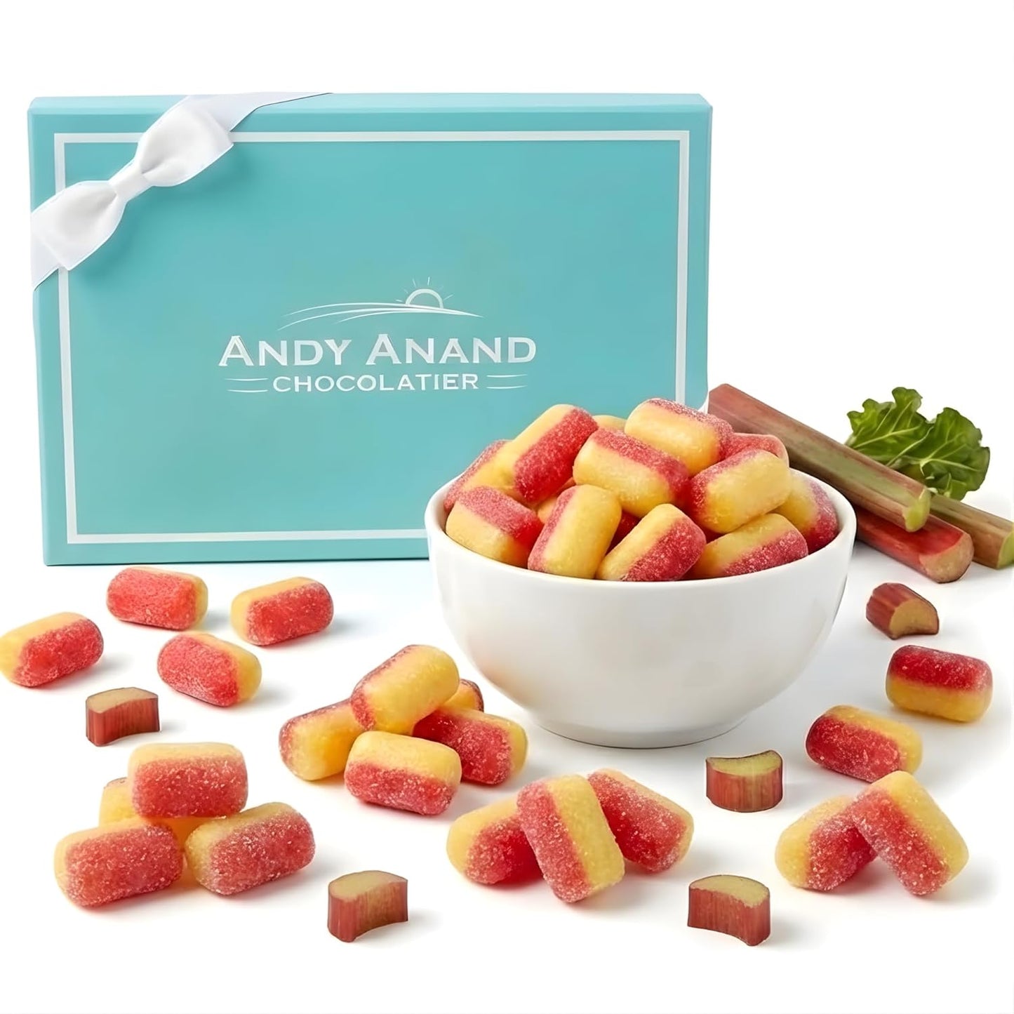 Andy Anand Sugar Free Rhubarb & Custard Hard Candy – Copper Kettle Boiled, Aspartame Free, Non-GMO, Gluten Free, Keto, 25 Pc