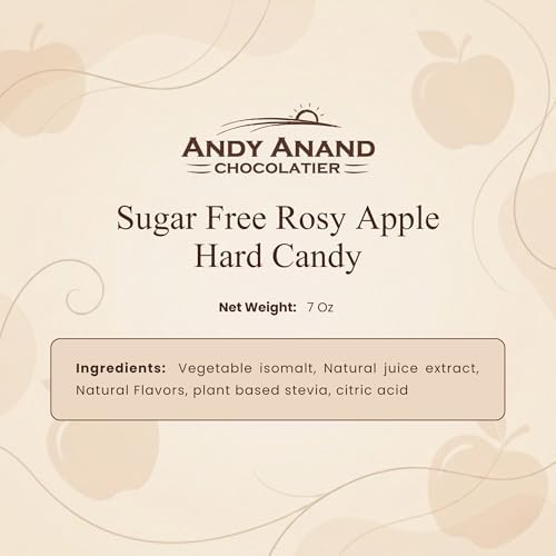 Andy Anand Sugar Free Rosy Apple Hard Candy – Copper Kettle Boiled, Aspartame Free, Non-GMO, Gluten Free, Keto & Diabetic Friendly, 25 Pc