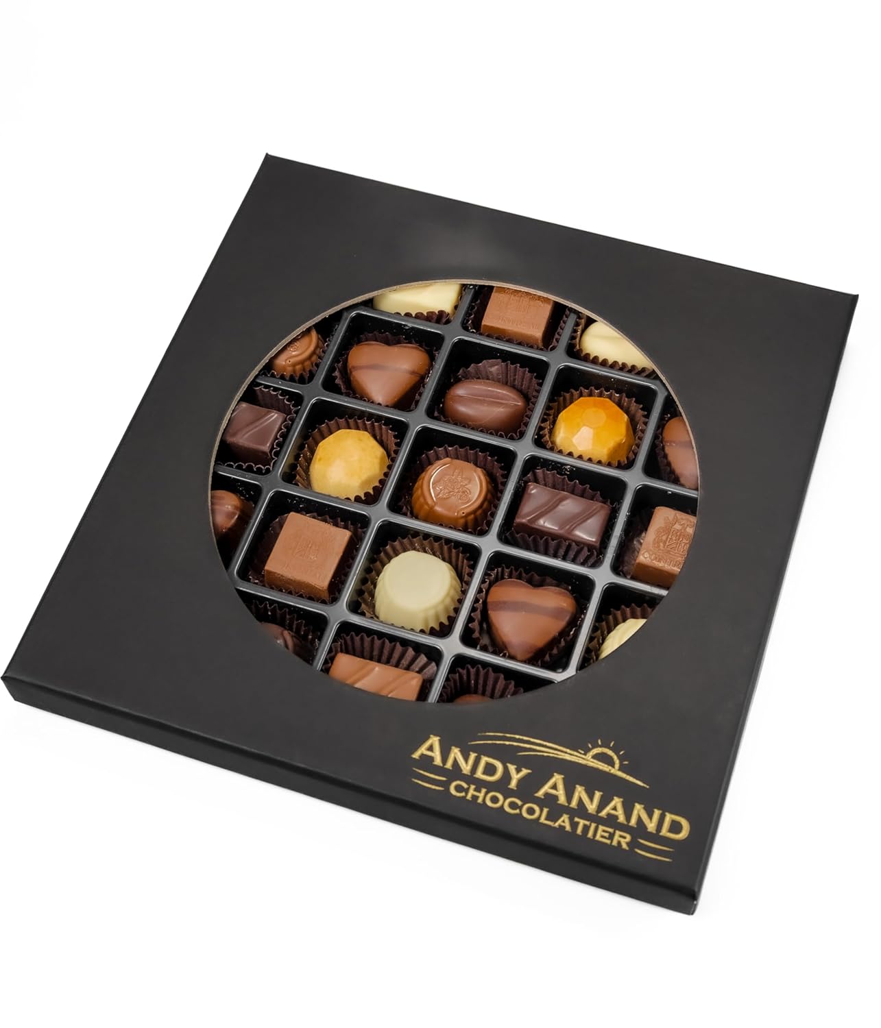 Andy Anand Sugar Free Belgian Chocolate Truffles – 24 Pc Espresso, Hazelnut, Strawberry, Coconut, Cherry & Orange, 60% Cocoa, Gluten Free Gift Box