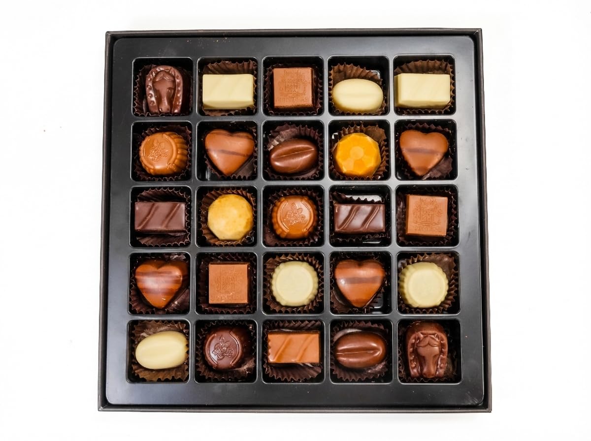 Andy Anand Sugar Free Belgian Chocolate Truffles – 24 Pc Espresso, Hazelnut, Strawberry, Coconut, Cherry & Orange, 60% Cocoa, Gluten Free Gift Box