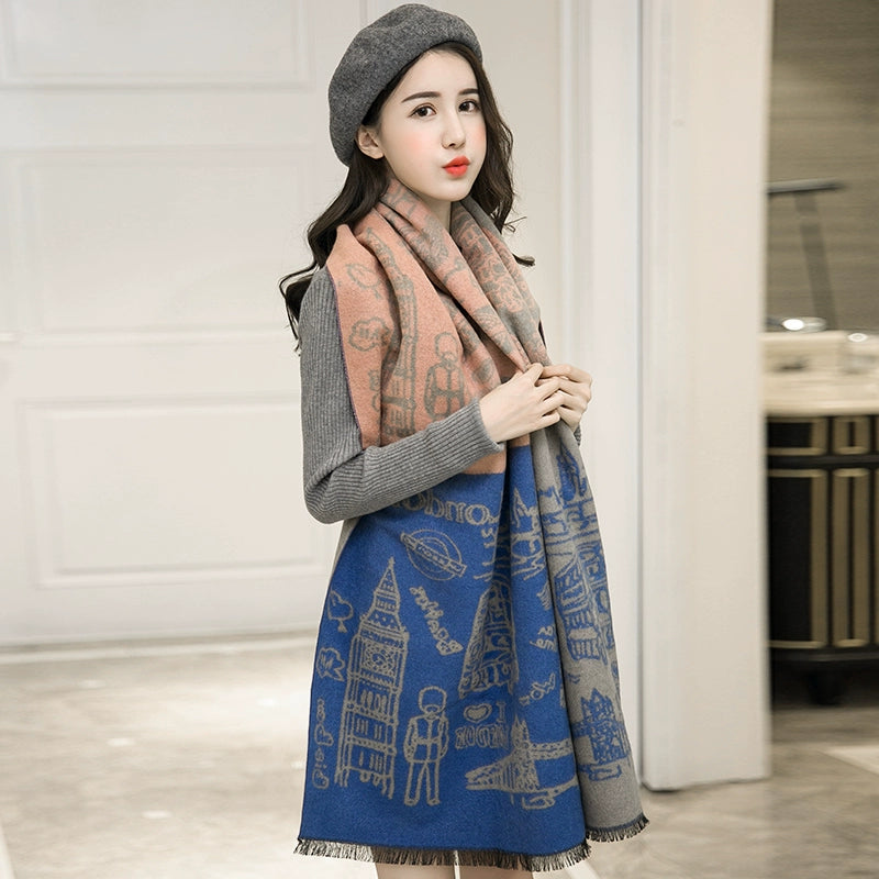 Women's Extra Large Scarf Long Double-Sided all season