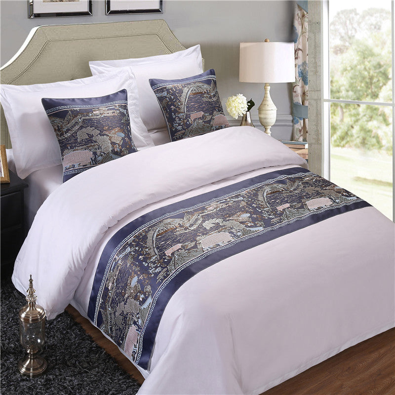Hotel Bedding Decorative Cloth Bed Runner Bedspread Pure Color