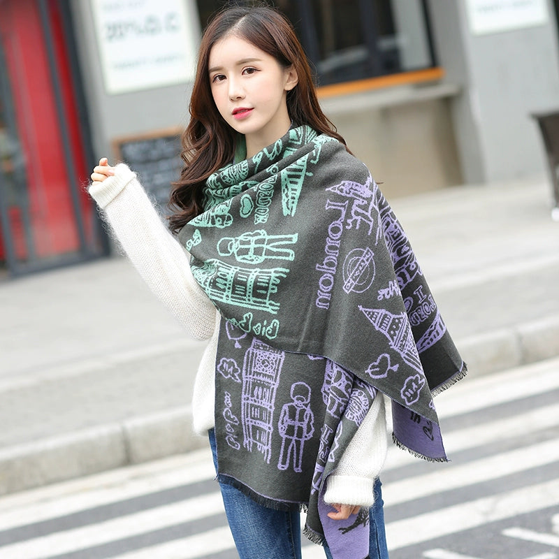 Women's Extra Large Scarf Long Double-Sided all season