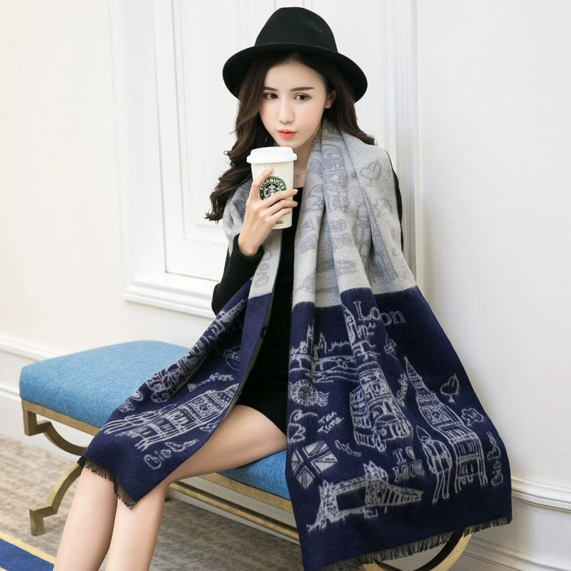 Women's Extra Large Scarf Long Double-Sided all season