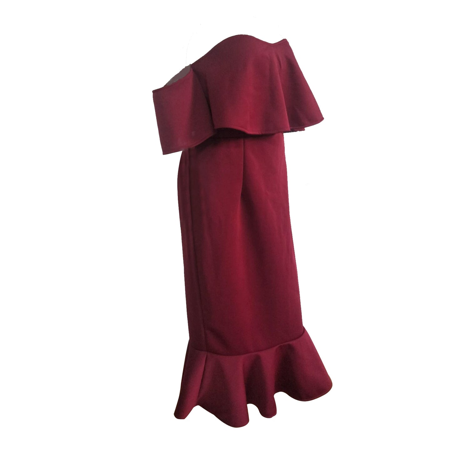 Women's Off Shoulder Lotus Leaf Dress