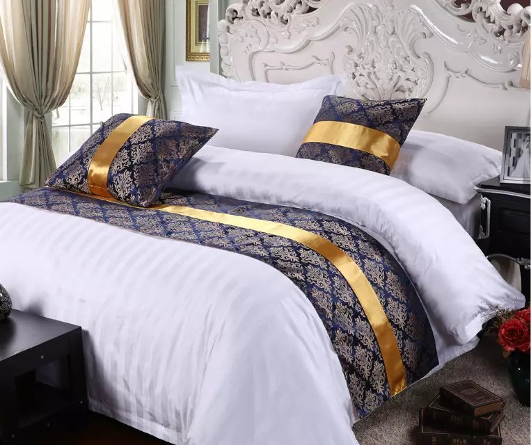 Hotel Bedding Decorative Cloth Bed Runner Bedspread Pure Color