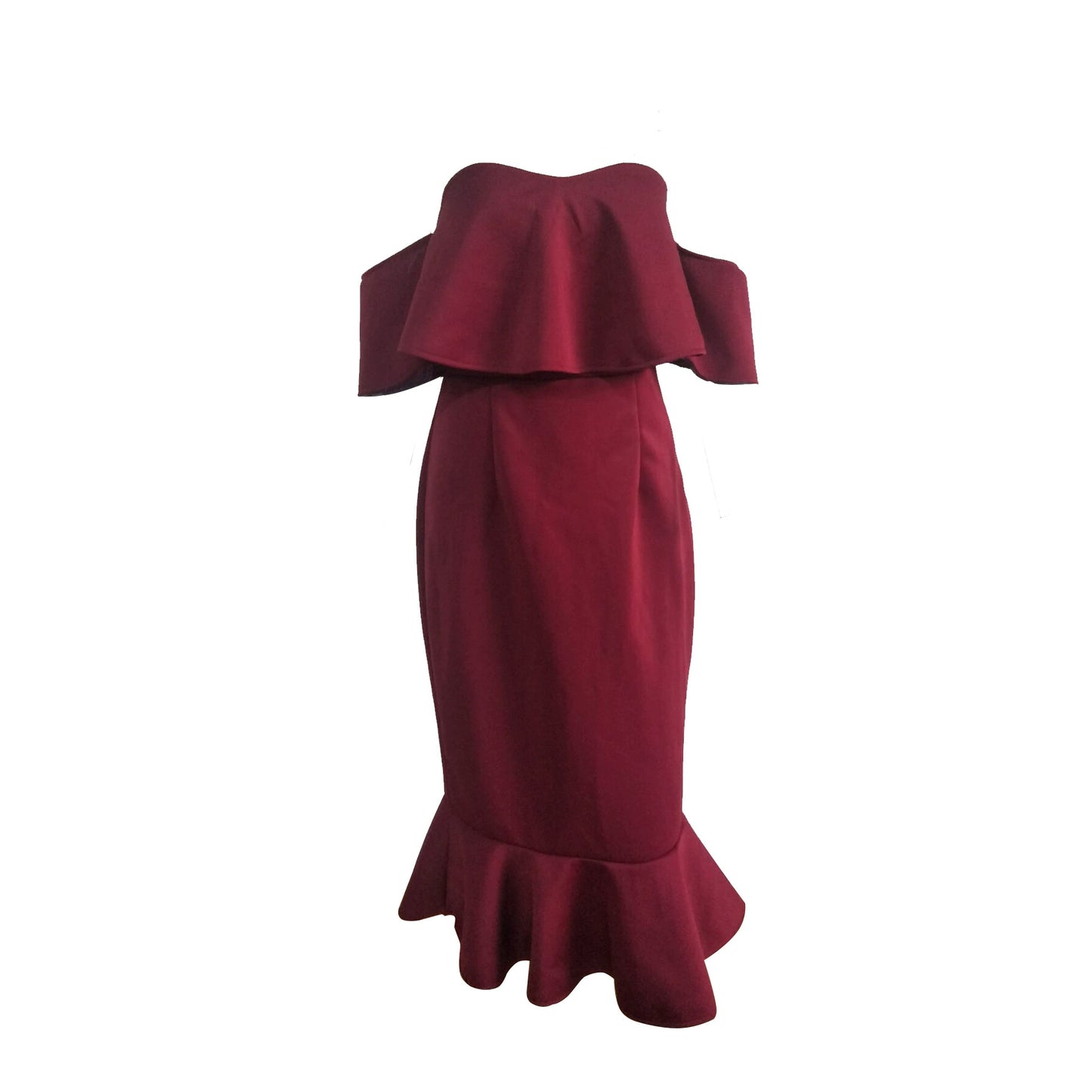 Women's Off Shoulder Lotus Leaf Dress