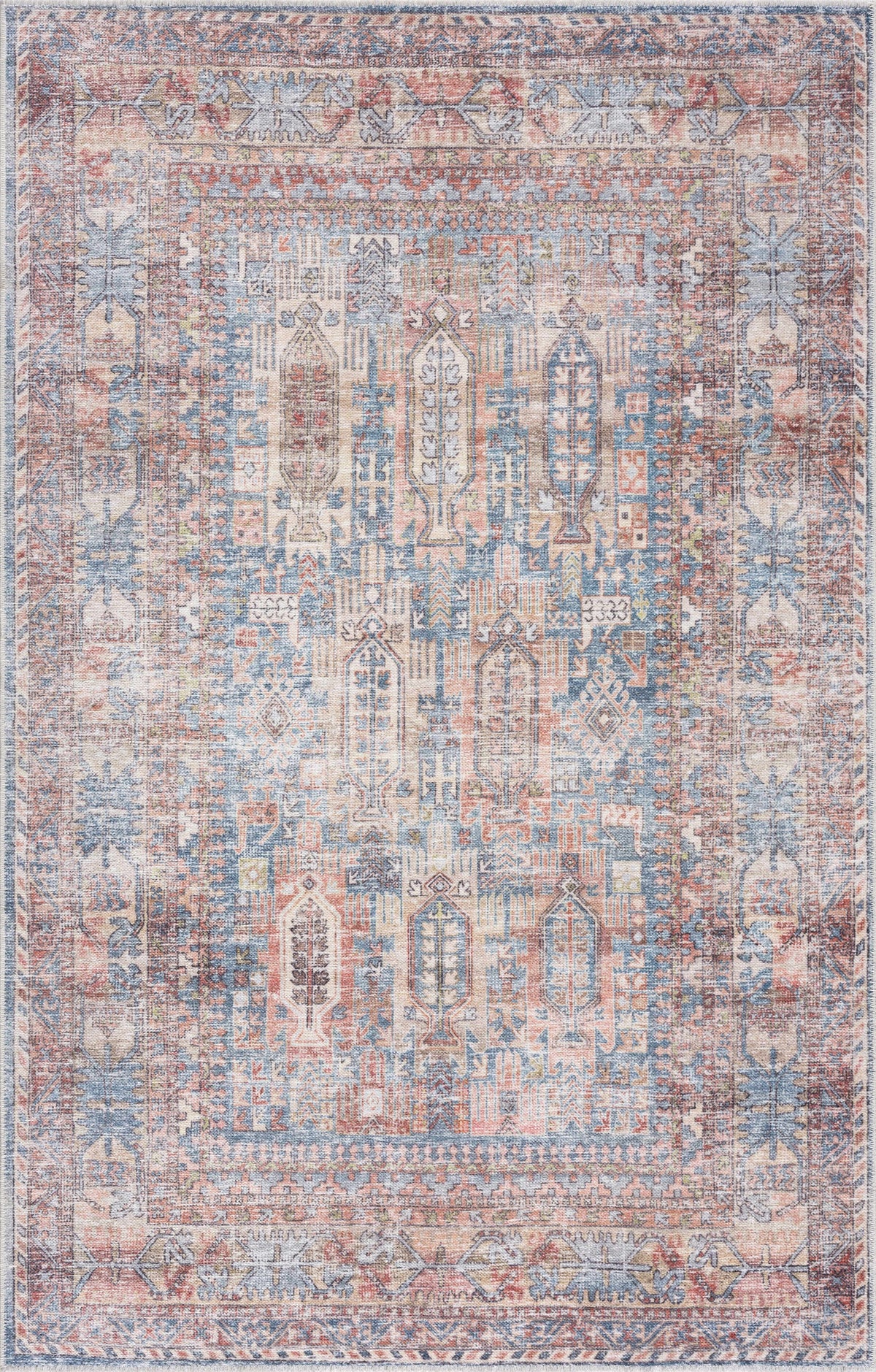 Burnt Orange Holi-2300 Washable Area Rug