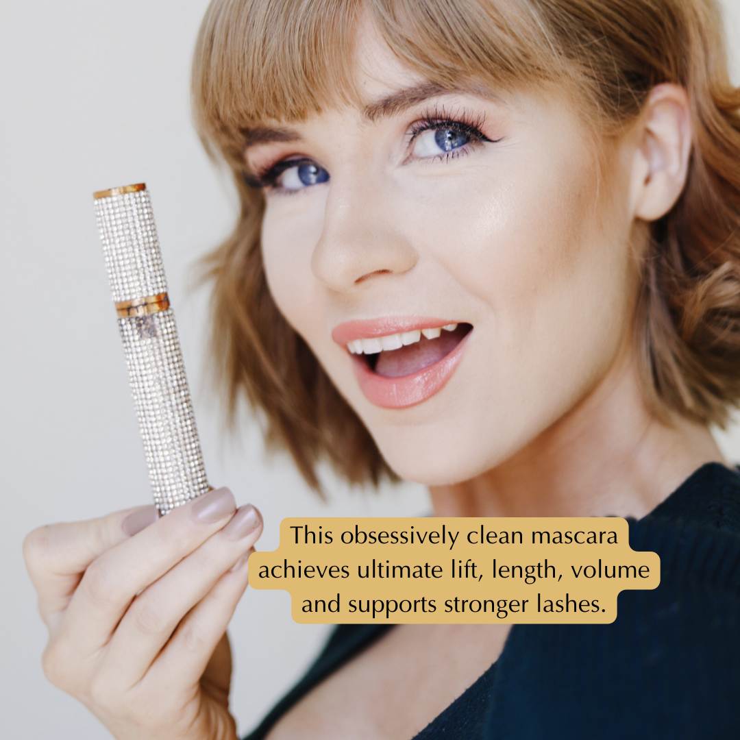 Mega Volume Vegan Mascara – Smudge-Proof with Handmade Diamond Case