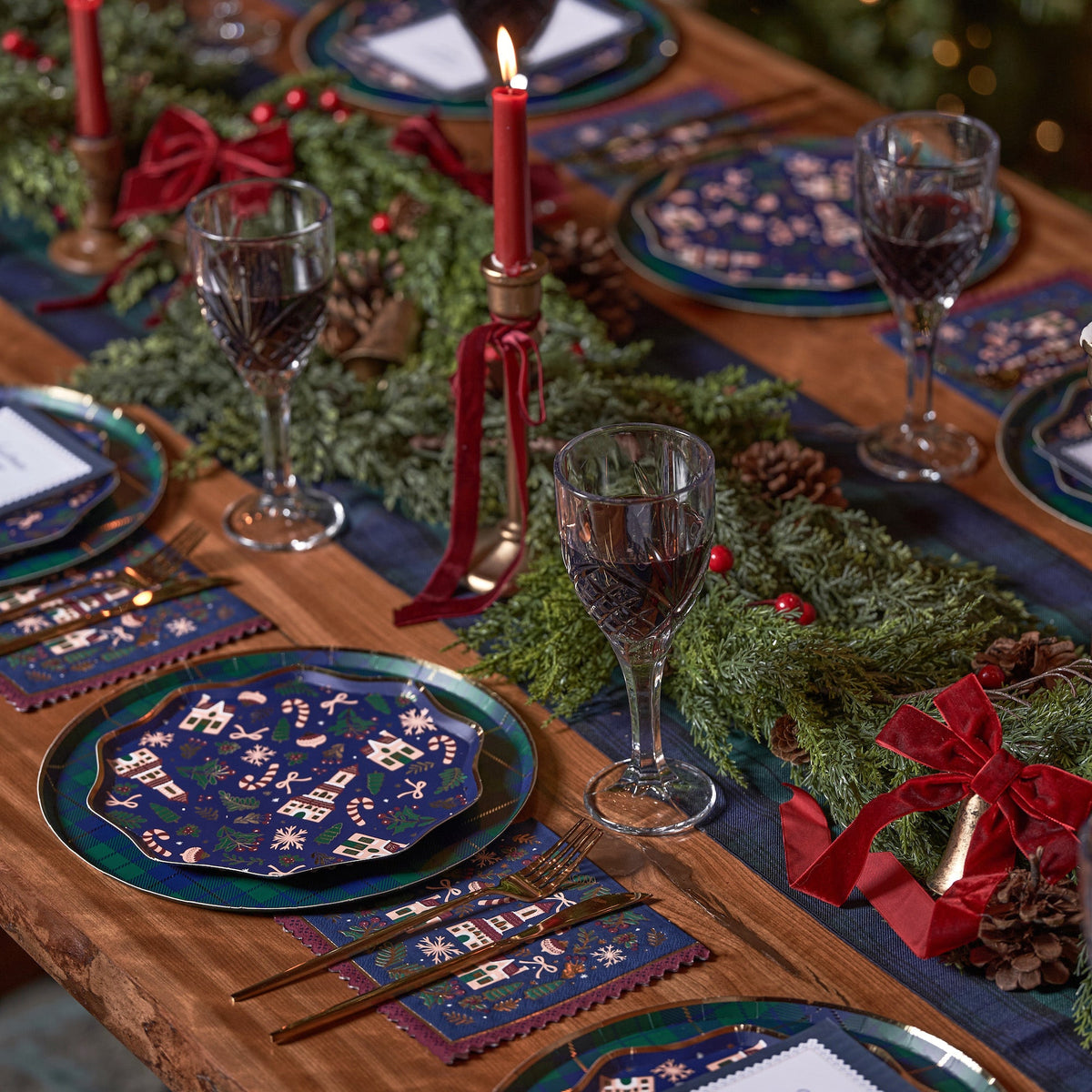 Tartan Christmas - Plaid Christmas Plates - Dinner Plate