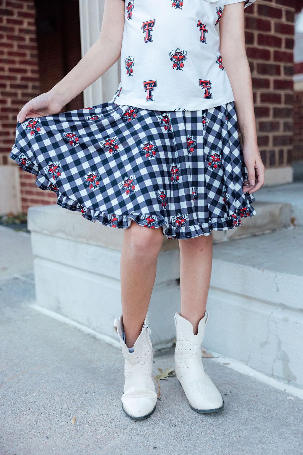 Texas Tech Plaid Raider Red Twirl Skort