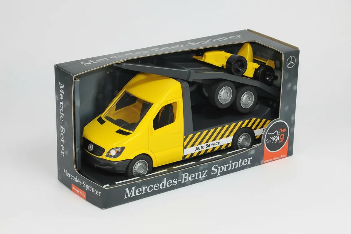 Mercedes-Benz Sprinter Tow Truck With Carriage — Yellow (Эвакуатор Mercedes-Benz Sprinter с платформой — жёлтый)