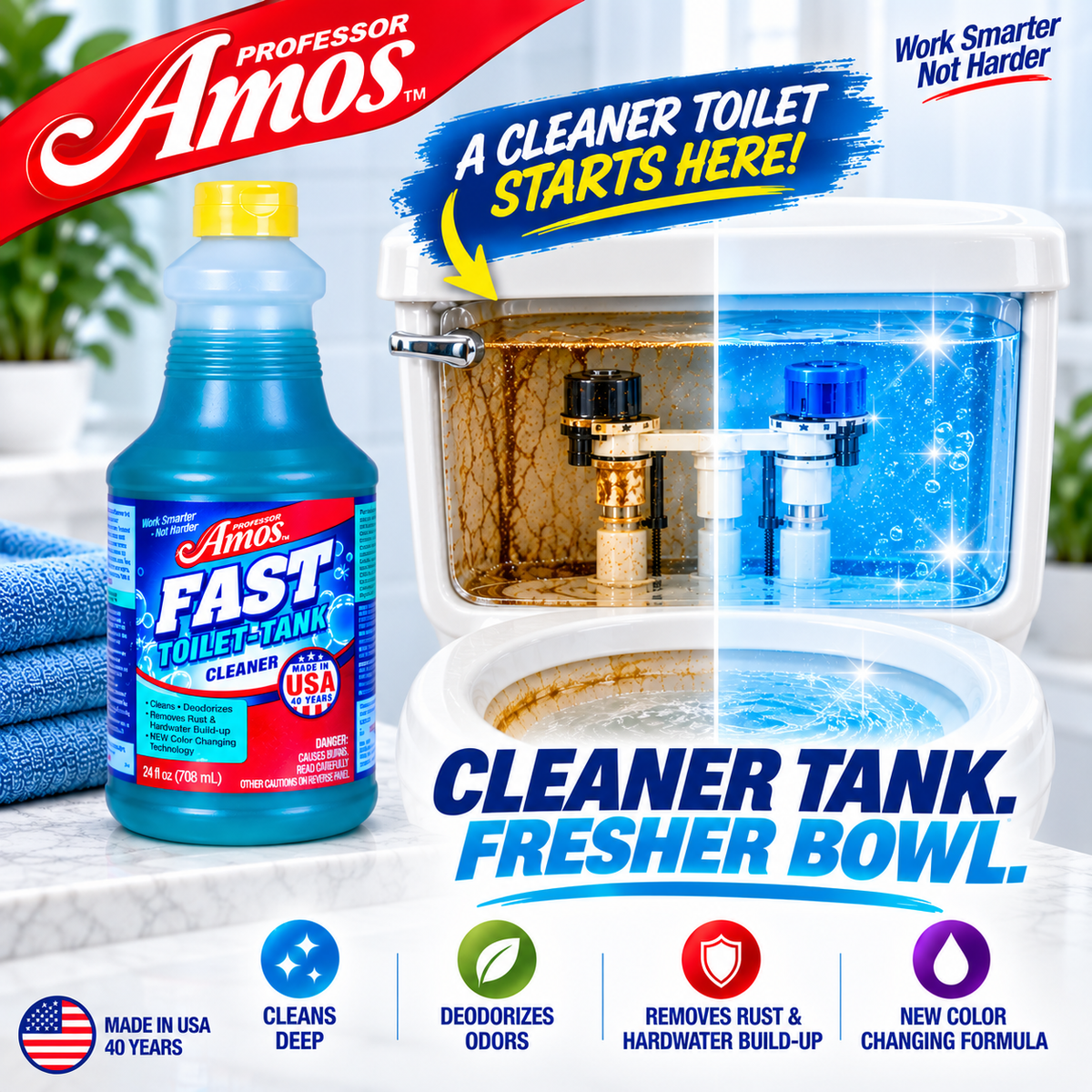 Professor Amos FAST Toilet & Tank Cleaner - UP TO 24 APPLICATIONS!!!