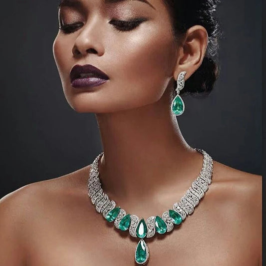 Luxury 2pcs Bridal Zirconia Jewelry Sets for Women