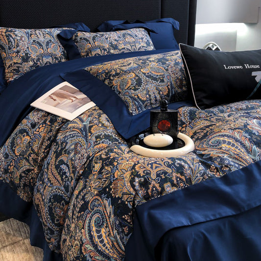 Vintage European Elegant Printed Cotton Sateen Bedding Set