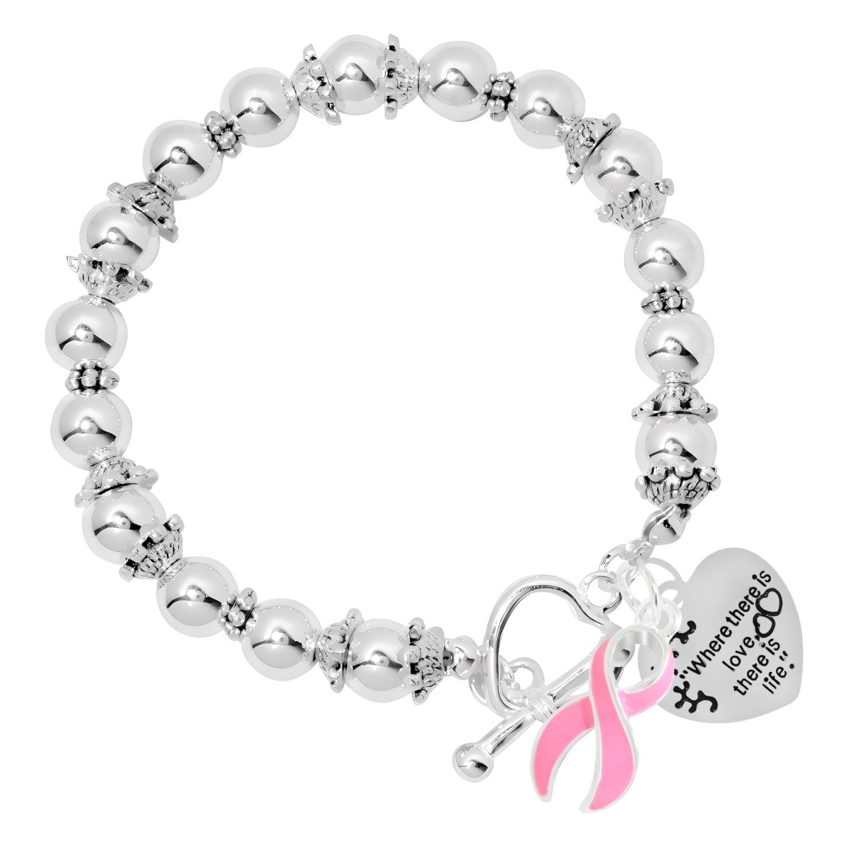 Where There Is Love Breast Cancer Bracelets | Pink Ribbon Charm