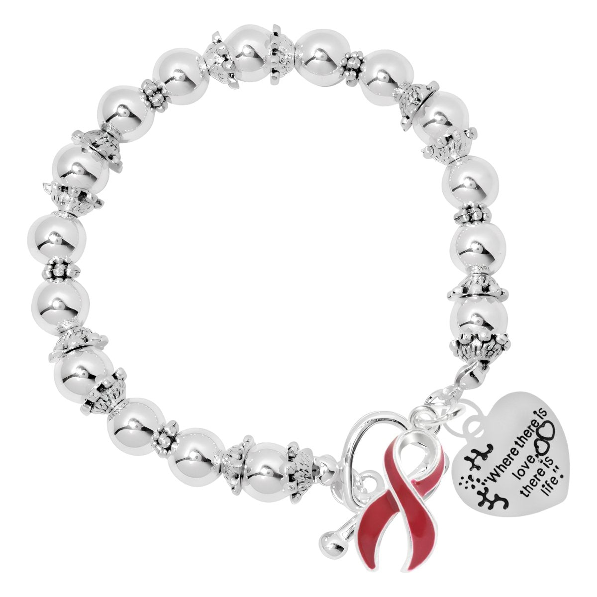 Where There is Love Burgundy Ribbon Bracelets