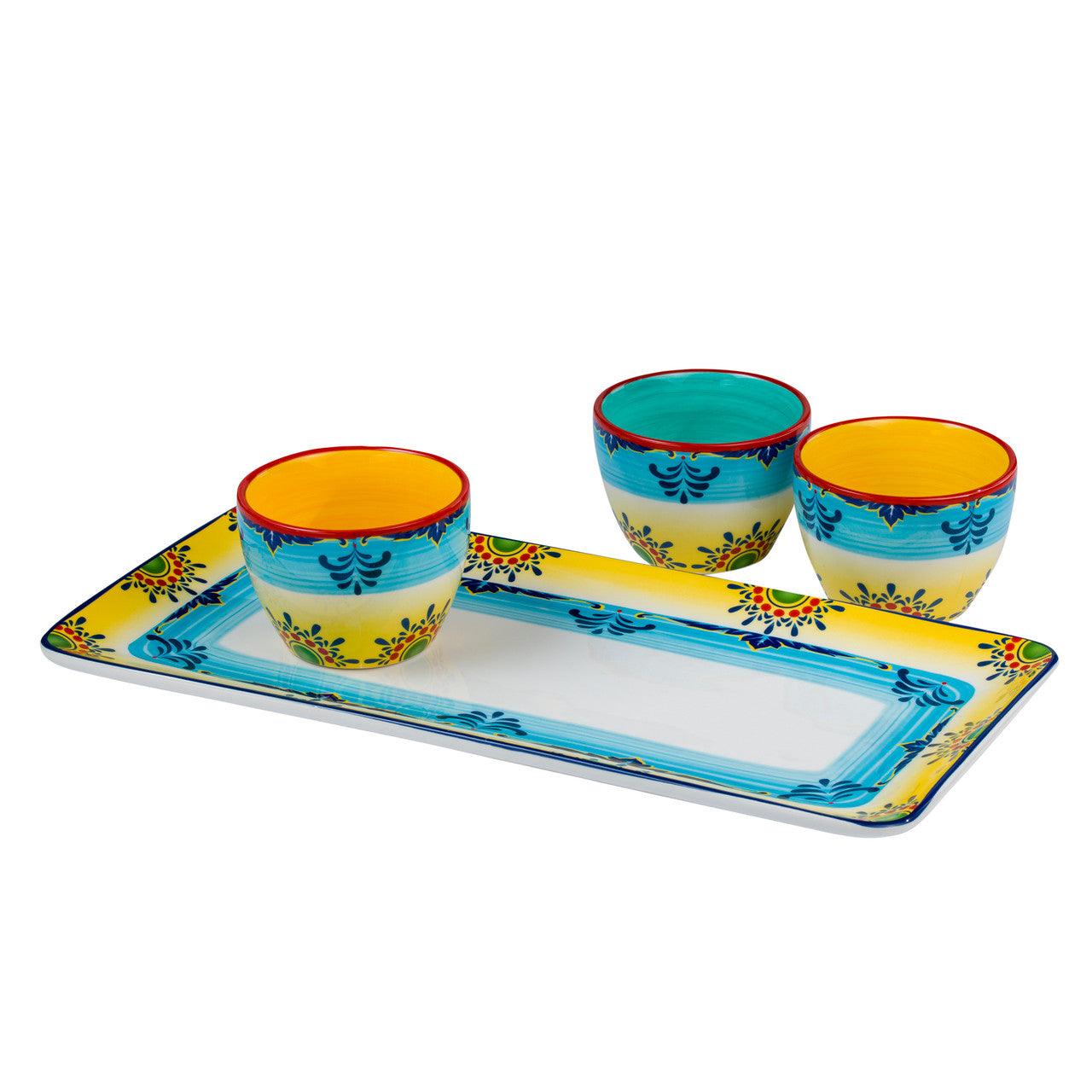 Zanzibar Ceramic Artisan Design 4-Piece Appetizer Serving Set