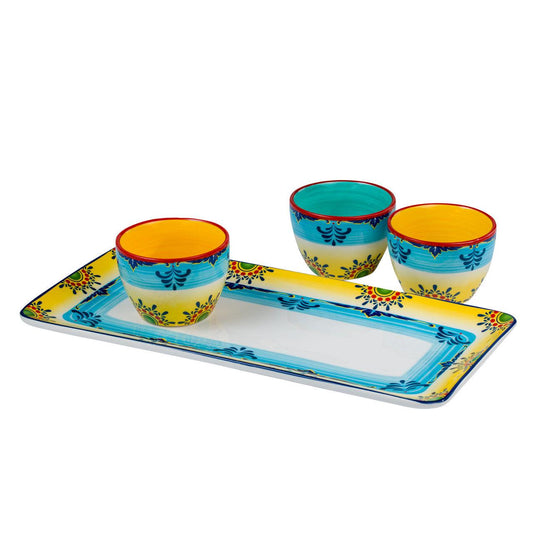 Zanzibar Ceramic Artisan Design 4-Piece Appetizer Serving Set