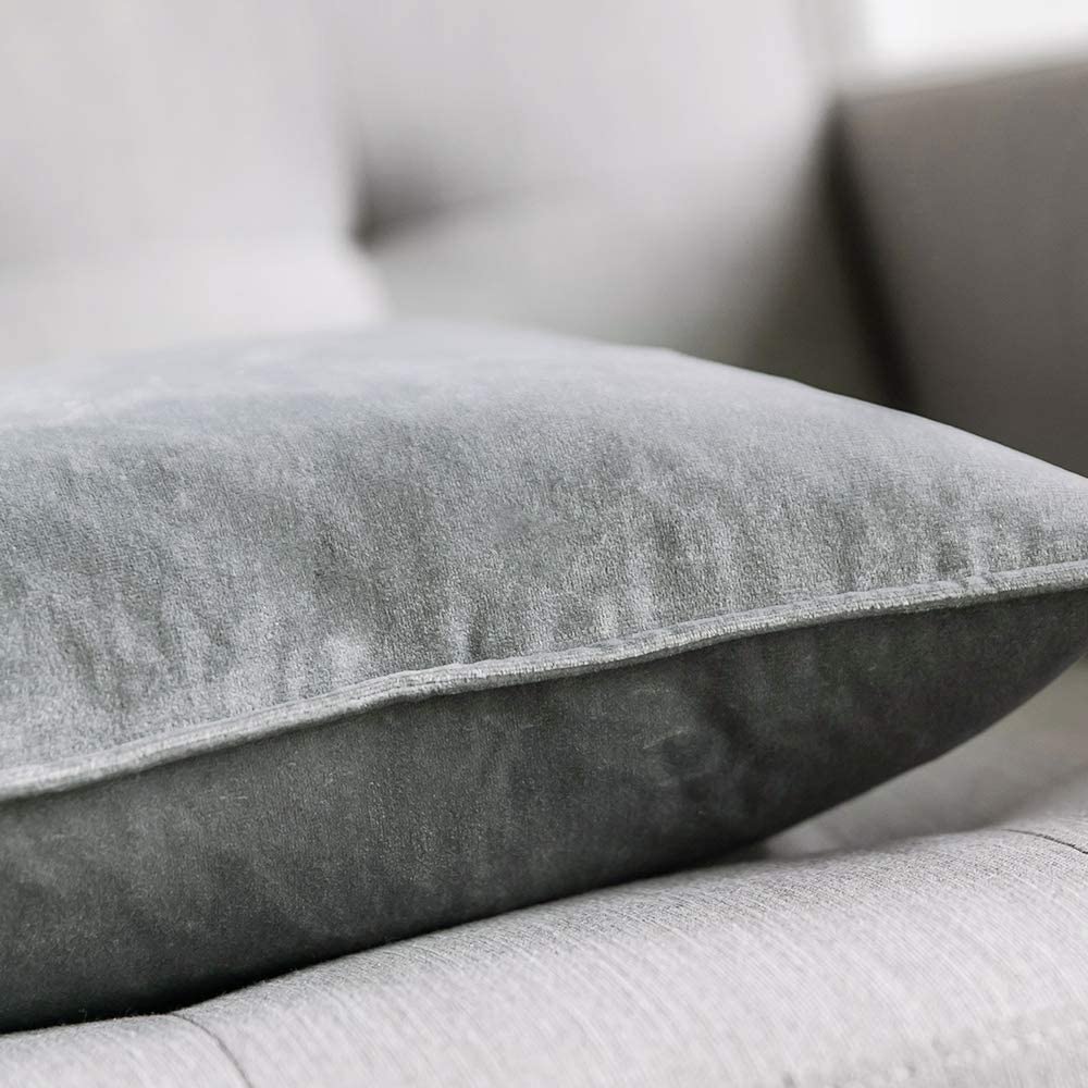 Throw Pillow Cover with 450g Insert, dark-grey, velvet, 20X20, Decorative Cushion – Fancy & Stacy