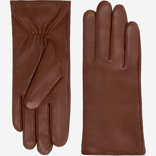 Zoey (brown) – Sheepskin leather gloves with warm wool/cashmere lining & touchscreen function