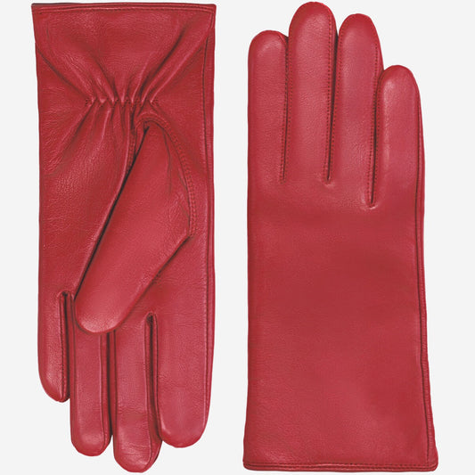 Zoey (red) – Sheepskin leather gloves with warm wool/cashmere lining & touchscreen function