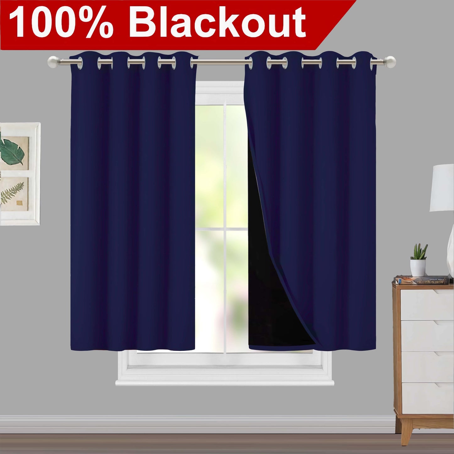 1pc Classic Blackout Curtains with Grommet Thermal Insulated Living Room Bedroom Kitchen Bathroom